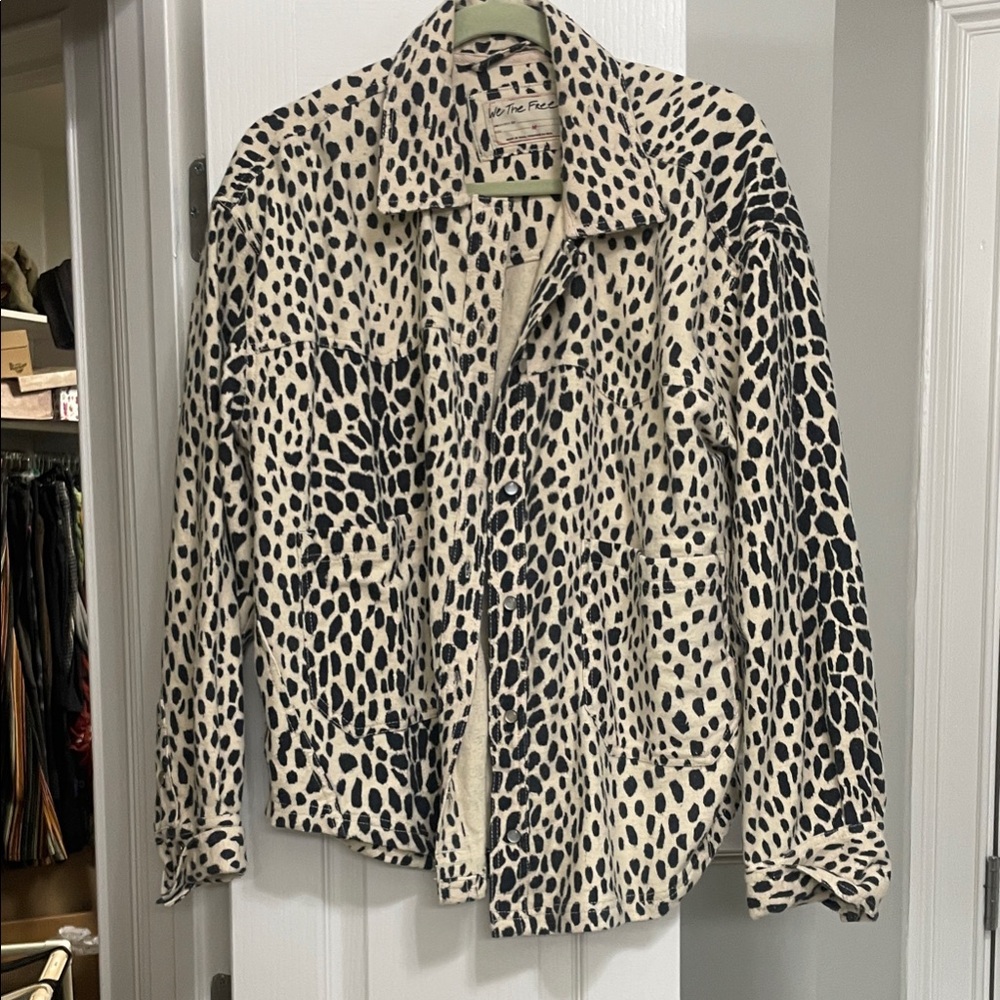 We the Free  Women's Utility Jacket in Black and cream, leopard print